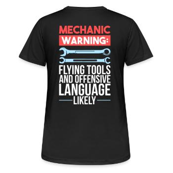 Mechaniker - Frauen T-Shirt atmungsaktiv - Schwarz - Hinten - AI Model Female 172 light (172cm)