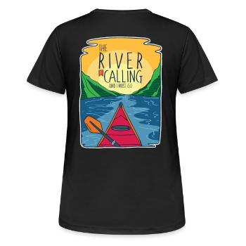 Kajak - Frauen T-Shirt atmungsaktiv - Schwarz - Hinten - AI Model Female 172 light (172cm)