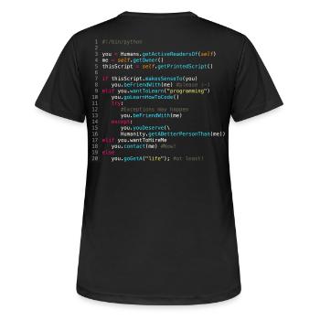 Sei mit Programmierern befreundet (in Python) - Frauen T-Shirt atmungsaktiv - Schwarz - Hinten - AI Model Female 172 light (172cm)