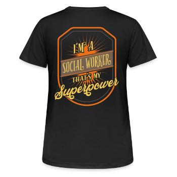 travailleur social - T-shirt respirant Femme - noir - Dos - AI Model Female 172 light (172cm)