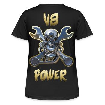 Motor v8 Power Gold - Frauen T-Shirt atmungsaktiv - Schwarz - Hinten - AI Model Female 172 light (172cm)