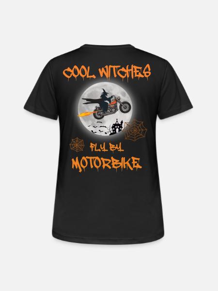 Cool witches fly by Motorbike - Bike Chopper - Frauen T-Shirt atmungsaktiv - Schwarz