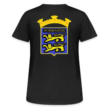 NORMANDY ABZEICHEN - Frauen T-Shirt atmungsaktiv - Schwarz - Hinten - AI Model Female 172 light (172cm)