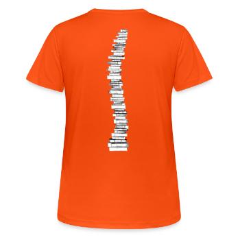 Books spine backbone bookworm bookworm - Women's Breathable T-Shirt - neon orange - Back - AI Model Female 172 dark (172cm)