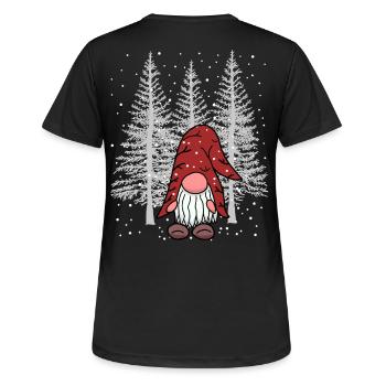 Winter Xmas Wald Wichtel Zwerg Waldbewohner Kind - Frauen T-Shirt atmungsaktiv - Schwarz - Hinten - AI Model Female 172 light (172cm)