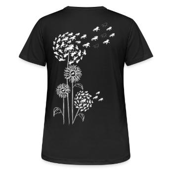 Pusteblume mit Blüte und Tölt Weiss - Frauen T-Shirt atmungsaktiv - Schwarz - Hinten - AI Model Female 172 light (172cm)