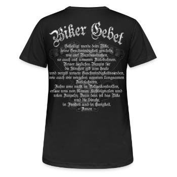 Biker Gebet für Motorrad Fahrer Chopper Rocker MC - Frauen T-Shirt atmungsaktiv - Schwarz - Hinten - AI Model Female 172 light (172cm)