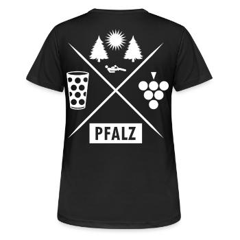 Pfälzer Mundart - Frauen T-Shirt atmungsaktiv - Schwarz - Hinten - AI Model Female 172 light (172cm)