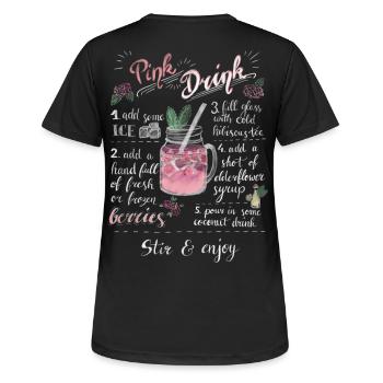 Pink Drink - Frauen T-Shirt atmungsaktiv - Schwarz - Hinten - AI Model Female 172 light (172cm)