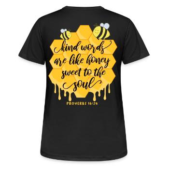Christian Bible Quote Bees - Women's Breathable T-Shirt - black - Back - AI Model Female 172 light (172cm)