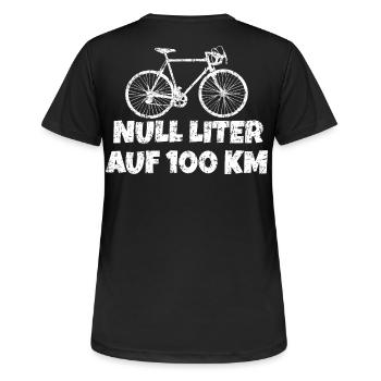 Null Liter auf 100 KM mit Rennrad (Vintage Weiß) - Frauen T-Shirt atmungsaktiv - Schwarz - Hinten - AI Model Female 172 light (172cm)