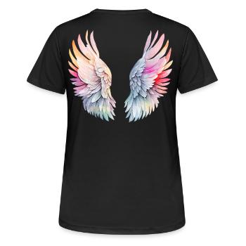 Ailes d'Ange Arc-en-ciel Angelwings - T-shirt respirant Femme - noir - Dos - AI Model Female 172 light (172cm)