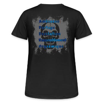 T-Shirt APERO Metal Festival - Frauen T-Shirt atmungsaktiv - Schwarz - Hinten - AI Model Female 172 light (172cm)