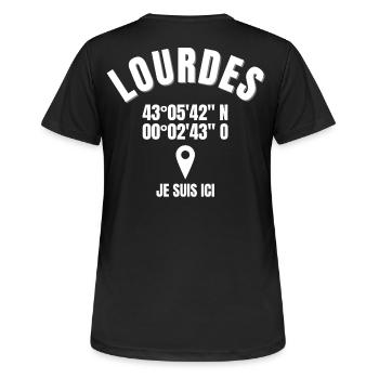 Lourdes, 65286, Sanctuaire Notre-Dame - T-shirt respirant Femme - noir - Dos - AI Model Female 172 light (172cm)