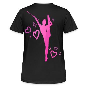 Twirleuse rosa Herzen - Frauen T-Shirt atmungsaktiv - Schwarz - Hinten - AI Model Female 172 light (172cm)