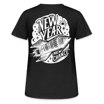 Fusée du Nouvel An Réveillon du Nouvel An Nouveau départ Nouvelle chance - T-shirt respirant Femme - noir - Dos - AI Model Female 172 light (172cm)