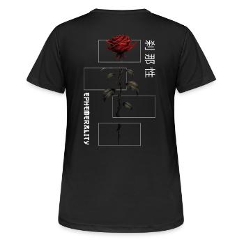 Éphémérité Rose Police Japonaise Soft Grunge - T-shirt respirant Femme - noir - Dos - AI Model Female 172 light (172cm)