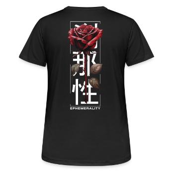 Éphémérité Rose Police Japonaise Soft Grunge - T-shirt respirant Femme - noir - Dos - AI Model Female 172 light (172cm)