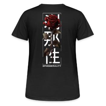 Éphémérité Rose Police Japonaise Soft Grunge - T-shirt respirant Femme - noir - Dos - AI Model Female 172 light (172cm)