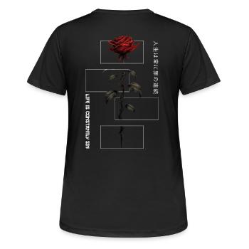 Life Is Constantly Sin Rose Japanese Script - Women's Breathable T-Shirt - black - Back - AI Model Female 172 light (172cm)