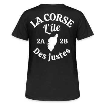 Korsika, Insel der Schönheit, ich liebe Korsika - Frauen T-Shirt atmungsaktiv - Schwarz - Hinten - AI Model Female 172 light (172cm)