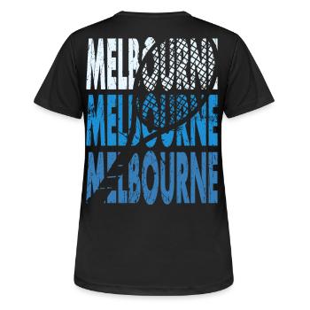 Tennis Shirt Melbourne Turnier Australien Design - Frauen T-Shirt atmungsaktiv - Schwarz - Hinten - AI Model Female 172 light (172cm)