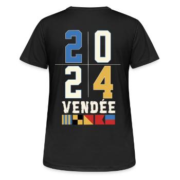 Régate autour du globe Vendée 2024 - T-shirt respirant Femme - noir - Dos - AI Model Female 172 light (172cm)