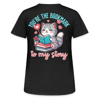 Tu es le marque-page de mon histoire - T-shirt respirant Femme - noir - Dos - AI Model Female 172 light (172cm)