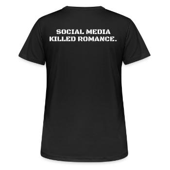 SOCIAL MEDIA KILLED ROMANCE - Frauen T-Shirt atmungsaktiv - Schwarz - Hinten - AI Model Female 172 light (172cm)