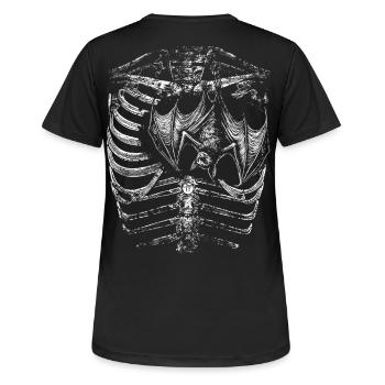 X-Ray Skelett Korpus mit Fledermaus - Frauen T-Shirt atmungsaktiv - Schwarz - Hinten - AI Model Female 172 light (172cm)