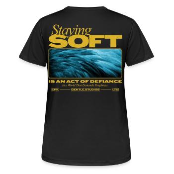 Staying Soft – Power in Gentleness - Women's Breathable T-Shirt - black - Back - AI Model Female 172 light (172cm)