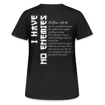 Ich habe keine Feinde - Glaubensdesign im japanischen Stil - Frauen T-Shirt atmungsaktiv - Schwarz - Hinten - AI Model Female 172 light (172cm)