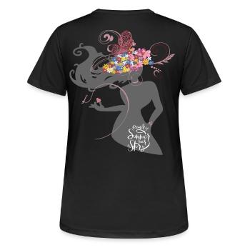 Girl Sommer - Frauen T-Shirt atmungsaktiv - Schwarz - Hinten - AI Model Female 172 light (172cm)