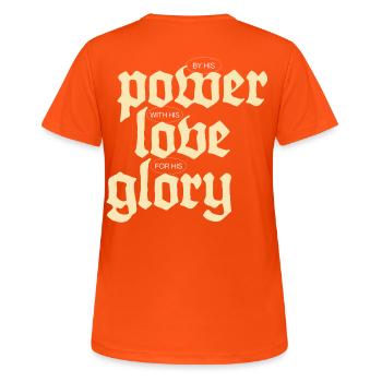 Pouvoir, Amour et Gloire | Noir - T-shirt respirant Femme - orange néon - Dos - AI Model Female 172 dark (172cm)