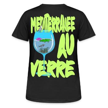 Méditerranée au Verre - Suréalisme petiteToulon - T-shirt respirant Femme - noir - Dos - AI Model Female 172 light (172cm)