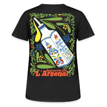 Olivenöl mit gesalzener Butter Toulon - Frauen T-Shirt atmungsaktiv - Schwarz - Hinten - AI Model Female 172 light (172cm)