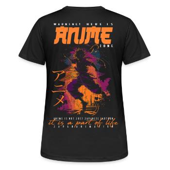 Anime Mann - Frauen T-Shirt atmungsaktiv - Schwarz - Hinten - AI Model Female 172 light (172cm)