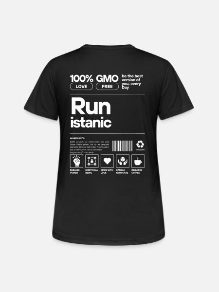 Futuristischer Naturmotivadruck - Frauen T-Shirt atmungsaktiv - Schwarz