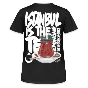 Türkische TeetasseAnimierte Vintage-Szene - Frauen T-Shirt atmungsaktiv - Schwarz - Hinten - AI Model Female 172 light (172cm)