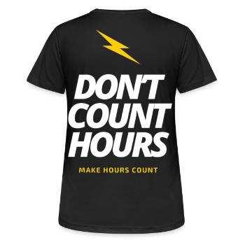 Zählen Sie nicht Stunden, sondern lassen Sie Stunden zählen LateNightGrind - Frauen T-Shirt atmungsaktiv - Schwarz - Hinten - AI Model Female 172 light (172cm)