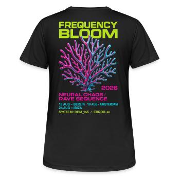 Frequency Bloom - Women's Breathable T-Shirt - black - Back - AI Model Female 172 light (172cm)