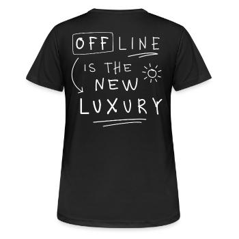 Hors ligne, c’est le nouveau luxe Statement minimaliste - T-shirt respirant Femme - noir - Dos - AI Model Female 172 light (172cm)
