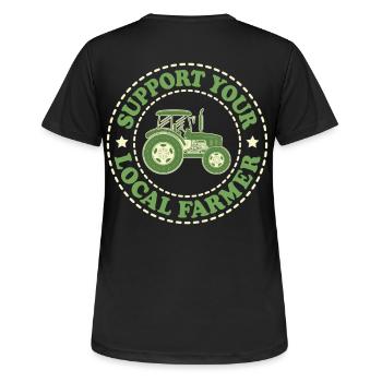 Soutenez votre agriculteur local - T-shirt respirant Femme - noir - Dos - AI Model Female 172 light (172cm)