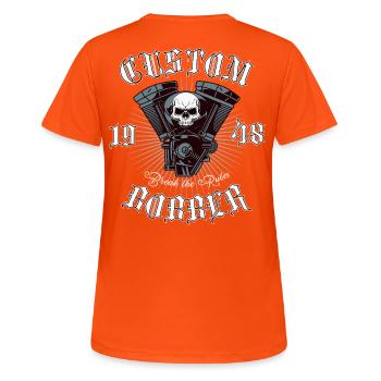 Bobber Chopper Motorrad Design - Frauen T-Shirt atmungsaktiv - Neonorange - Hinten - AI Model Female 172 dark (172cm)