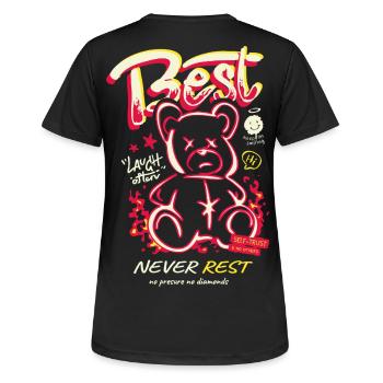 Best Never Rest Neon Teddy - Frauen T-Shirt atmungsaktiv - Schwarz - Hinten - AI Model Female 172 light (172cm)