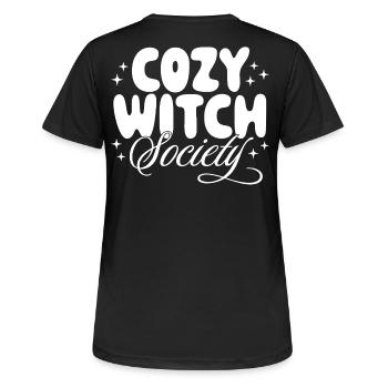 Kuschelige Hexen-Gesellschaft - Frauen T-Shirt atmungsaktiv - Schwarz - Hinten - AI Model Female 172 light (172cm)