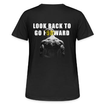 Motivationsskulptur - Frauen T-Shirt atmungsaktiv - Schwarz - Hinten - AI Model Female 172 light (172cm)