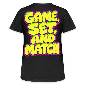 Game Set Match Tennis Shirt, Neon Style - Frauen T-Shirt atmungsaktiv - Schwarz - Hinten - AI Model Female 172 light (172cm)