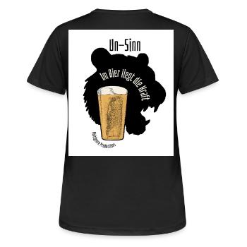 im Bier liegt die Kraft - Frauen T-Shirt atmungsaktiv - Schwarz - Hinten - AI Model Female 172 light (172cm)