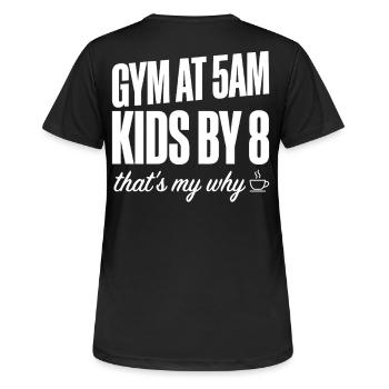 Motivation de la salle de sport Fit, Maman Papa 5h du matin Citation d’entraînement - T-shirt respirant Femme - noir - Dos - AI Model Female 172 light (172cm)